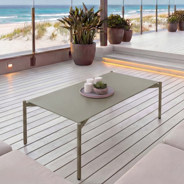 Aluminium-Gartentisch MCW-O11, Outdoor Kaffetisch Tisch Balkontisch, 105x65cm ~ hellgrün