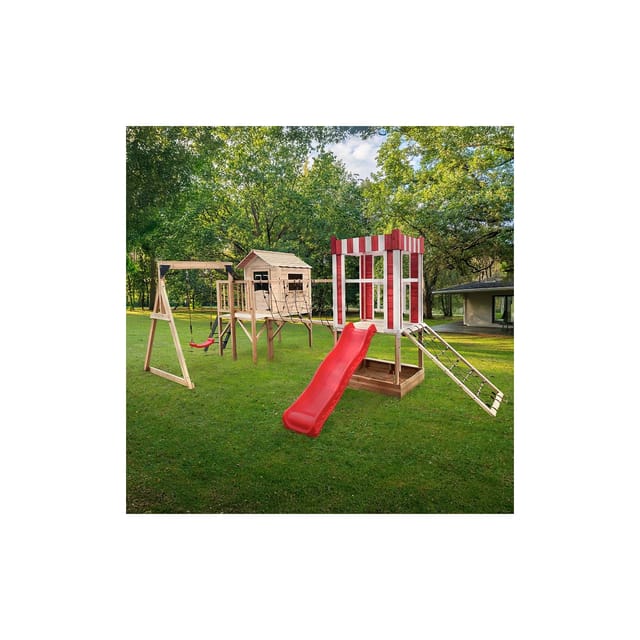 Home Deluxe Spielpark inkl. Schaukel und Rutsche WUNDERLAND Natur - 555 x 340 cm