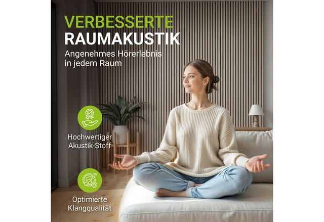 Juskys Wandpaneele Akustik 4er Set 2,88 qm - Holzfurnier & reduziert Hall und Lärm - Eiche Natur Hell