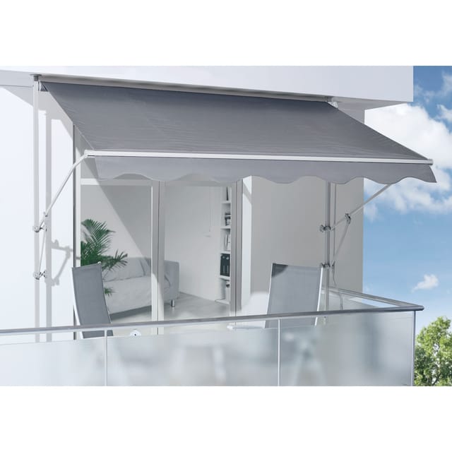 Spettmann Fallarmmarkisen Gestell silber, 250x160 cm Dessin 2327 uni grau