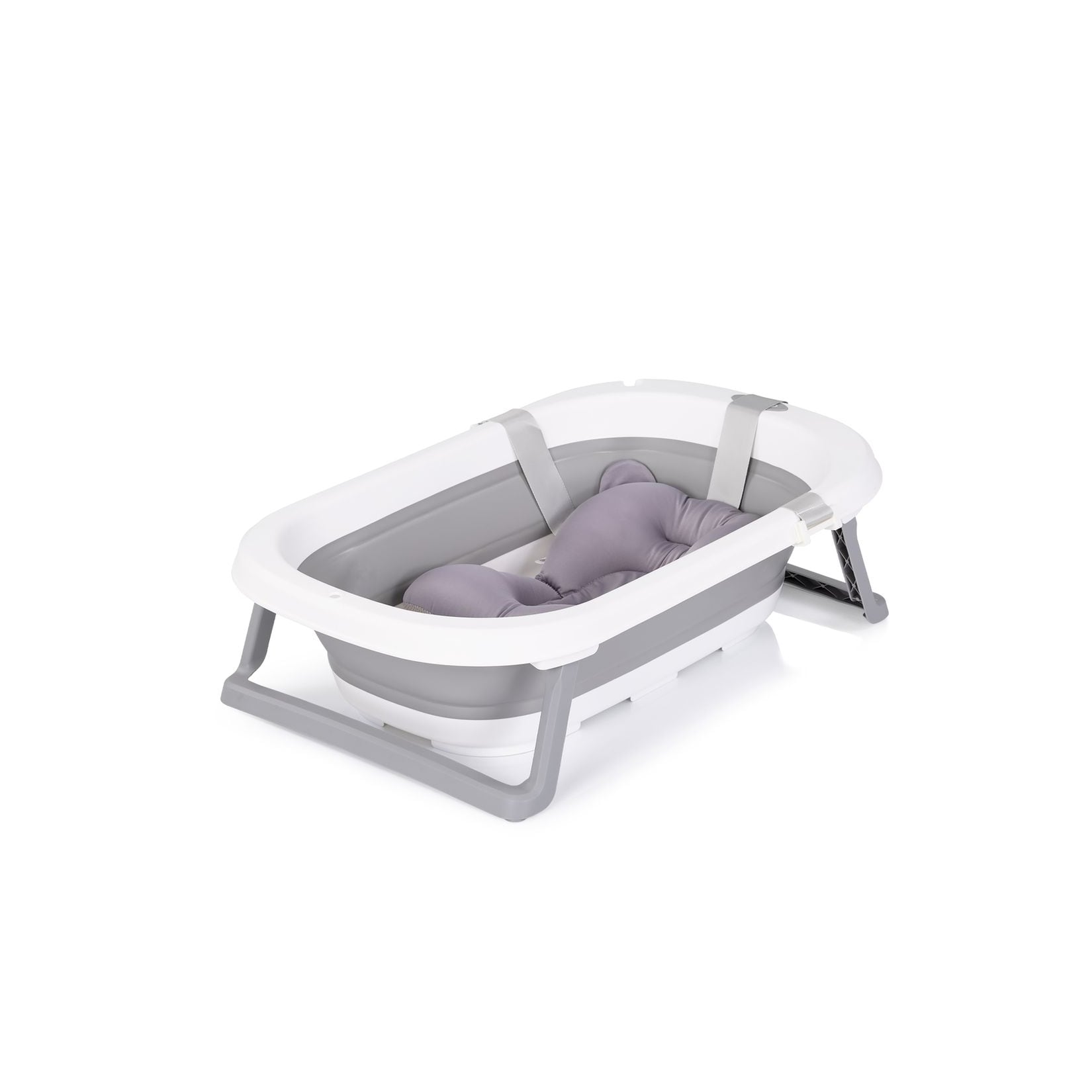 Chipolino Babywanne Isla mit Badekissen faltbar, integrierter Wasserablauf grau