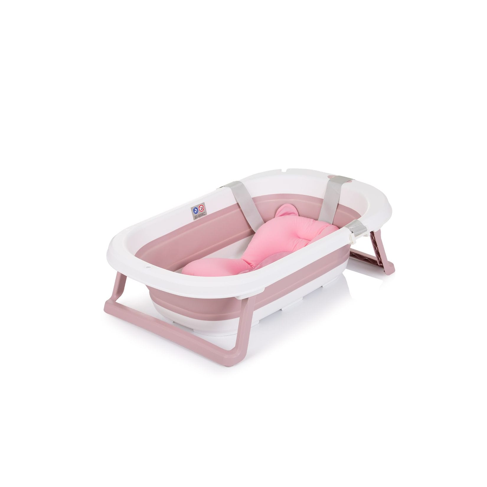 Chipolino Babywanne Isla mit Badekissen faltbar, integrierter Wasserablauf rosa