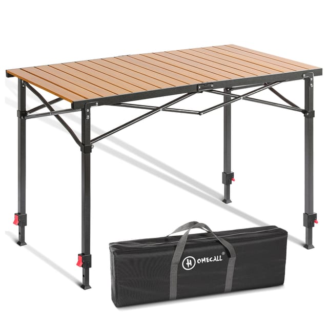 Klapptisch Campingtisch Balkontisch Gartentisch, Alumininum, bis 100kg, für 2-6 Personen, Höhenverstellbares Bein(76/84,5/92,5 cm)