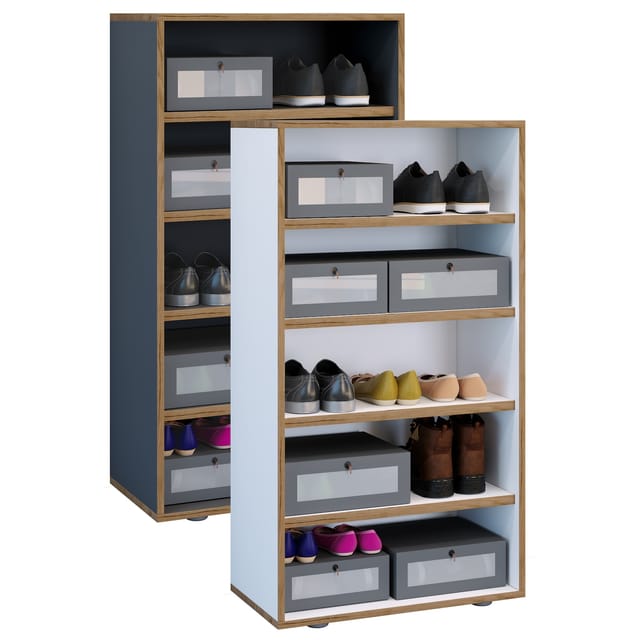 VCM Holz Schuhregal Maße ca. H. 110 x B. 60 x T. 33 cm Schuhkommode mit 5 Fächer Schuhschrank - Salia 5fach B. 60 cm
