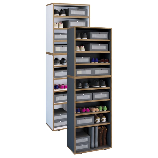 VCM Holz Schuhregal Maße ca. H. 183 x B. 60 x T. 33 cm Schuhkommode mit 9 Fächer Schuhschrank - Salia 9fach B. 60 cm