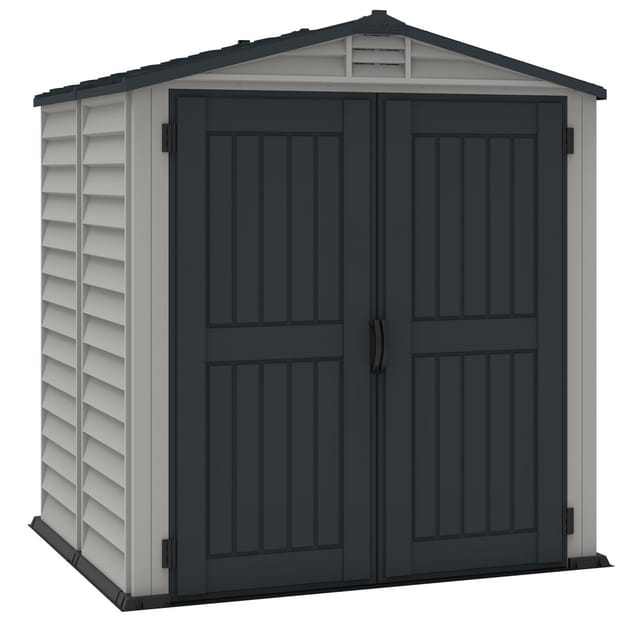 Duramax Kunststoff Gartenhaus 186x190 Geräteschuppen Garten Gerätehaus Drehtüren, H. 213 x B. 186 x T. 190 cm