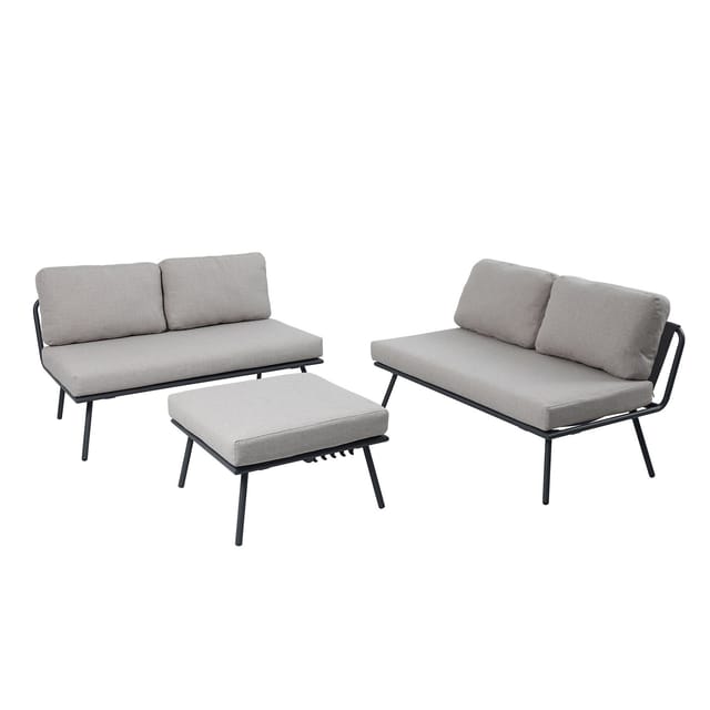 riess-ambiente Outdoor Lounge Sitzgruppe MOBILE MODULAR anthrazit hellgrau mit Tisch wetterfest