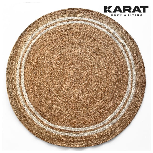 Karat homeliving Jute-Teppich Mumbai Rund Handgewebt Aus Naturfasern