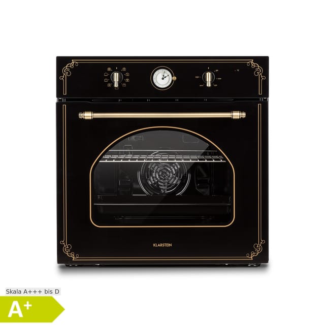 Victoria Einbaubackofen Retro-Design 9 Funktionen 50-250°C schwarz Schwarz
