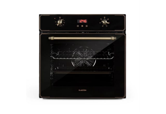 Elizabeth Einbaubackofen Retro 2200 Watt 70l Messingoptik Display