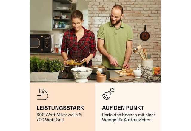 Julieta Mikrowelle mit Grill 20l 700 / 800 W Ø25,5cm 8 Programme Schwarz