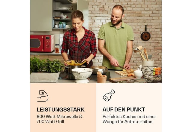 Julieta Mikrowelle mit Grill 20l 700 / 800 W Ø25,5cm 8 Programme Rot