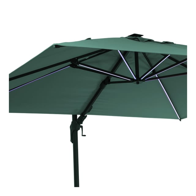 Arles Sonnenschirm 300 x 300 cm Polyester UV50+ wasserabweisend LED-Licht Dunkles Moosgrün