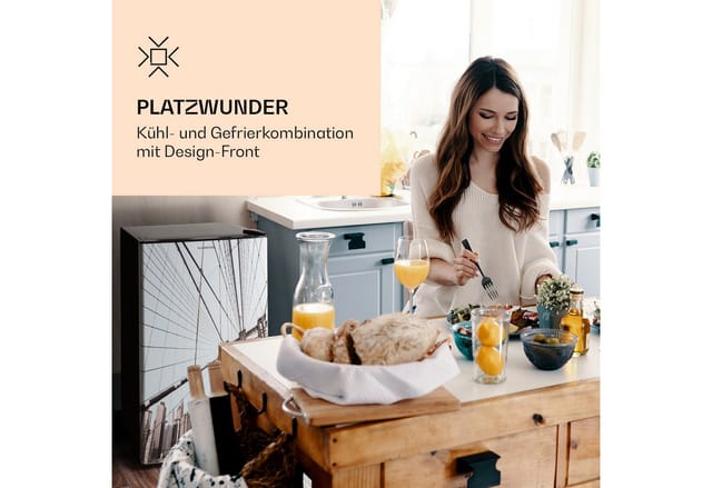 CoolArt 79L Kühl-Gefrier-Kombination EEK E Gefrierfach 9l Designtür