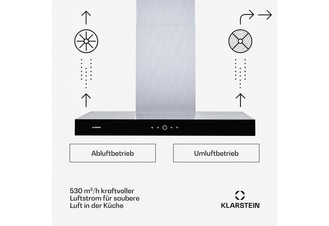 SmartEdge Dunstabzugshaube WiFi leise leistungsstark LED 550 m³/h EEK A+ Edelstahl