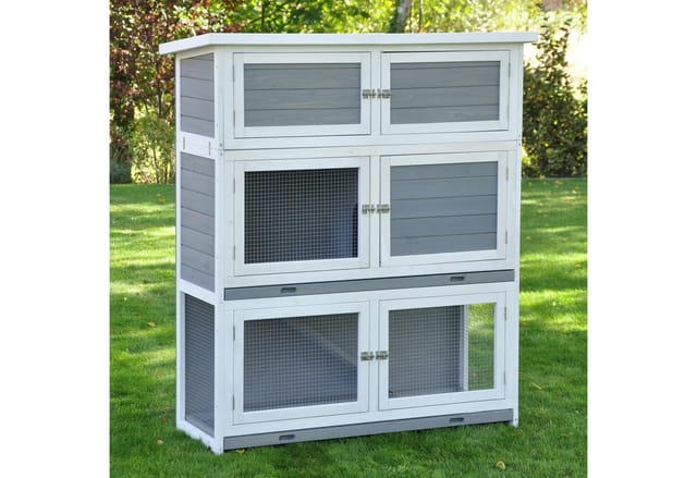 Nanook Hasenstall Schnuffi grau weiss 114 x 42 x 101 cm