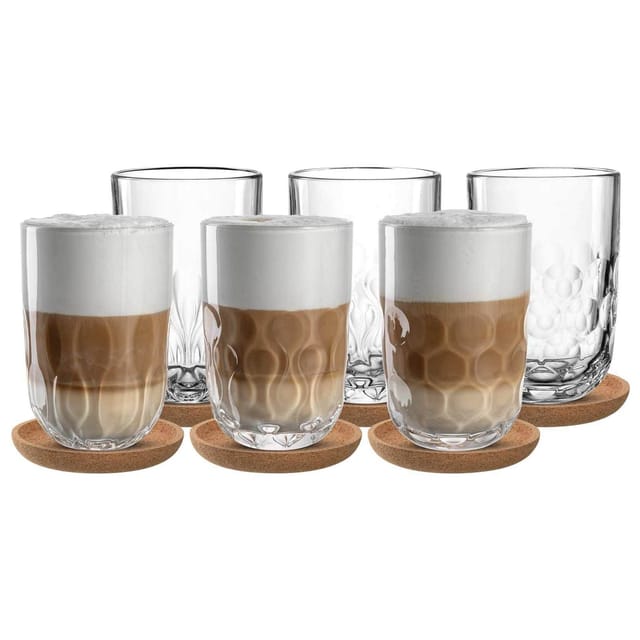 Leonardo Latte Macchiato Gläser mit Untersetzer Gocce 390 ml 6er Set
