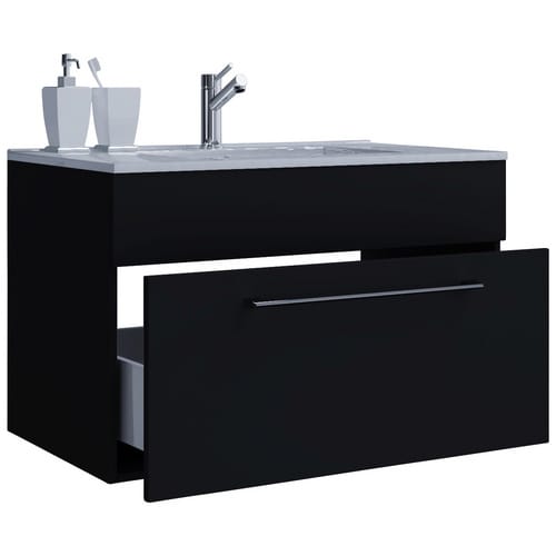 VCM 2-tlg. Waschplatz Waschtisch Waschbecken Unterschrank Breite 80 cm Badmöbel Set hängend mit einer Schublade Badinos