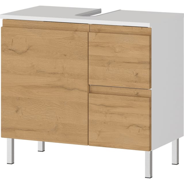 WB-Unterschrank "Veer" 60x34x56 in Weiß und Grandson-Eiche mit Chromfüßen, mit Stauraum Kadima Design
