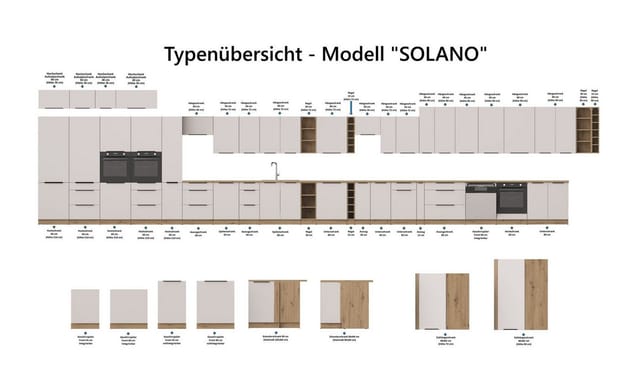 Küchen Hängeschrank 30 cm Küche SOLANO Kaschmir beige Küchenzeile Küchenblock
