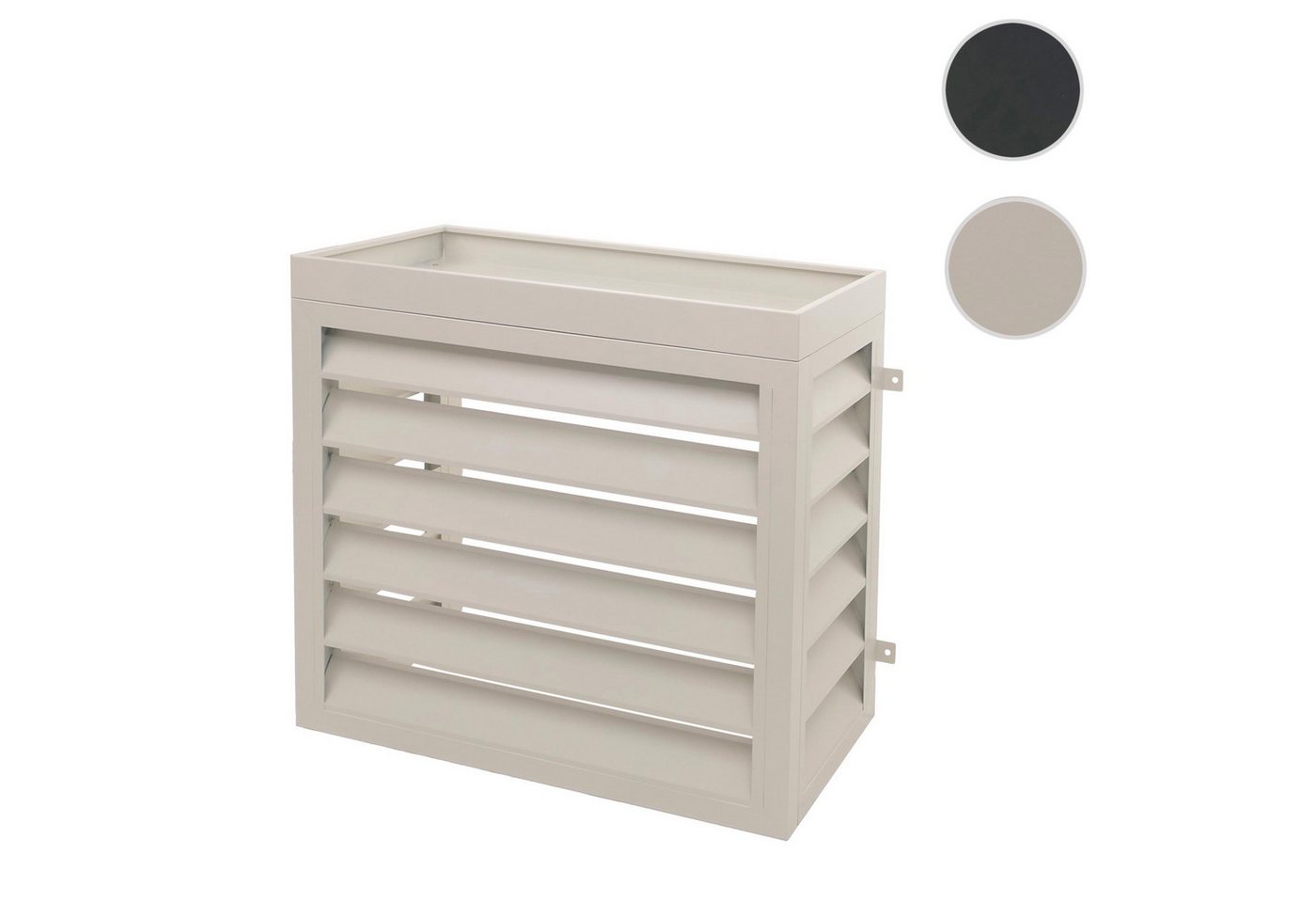 Verkleidung für Klimaanlage/Wärmepumpe MCW-O43, Abdeckung Schutzgitter Pflanzkasten, Metall 80x90x38cm ~ grau-weiß