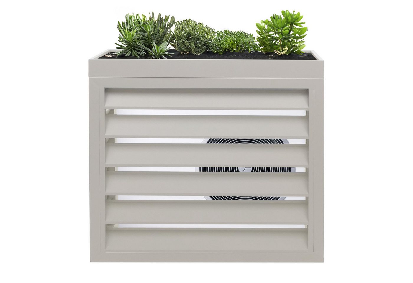 Verkleidung für Klimaanlage/Wärmepumpe MCW-O43, Abdeckung Schutzgitter Pflanzkasten, Metall 80x90x38cm ~ grau-weiß Bild 2