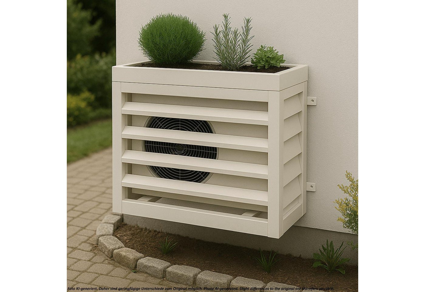 Verkleidung für Klimaanlage/Wärmepumpe MCW-O43, Abdeckung Schutzgitter Pflanzkasten, Metall 80x90x38cm ~ grau-weiß Bild 3