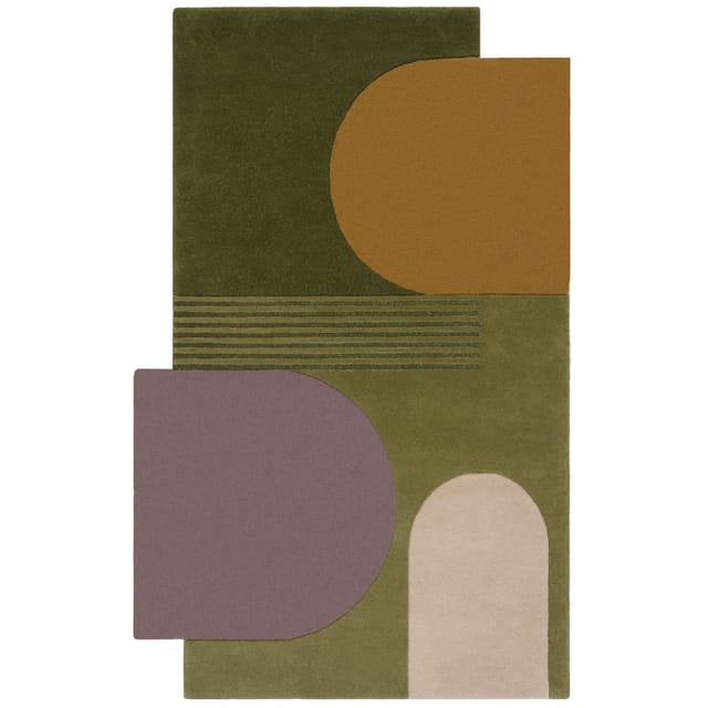 Abstrakt-Geometrischer Wollteppich "Thames Lily" - Farbe: Grün, 150x240 cm Kadima Design