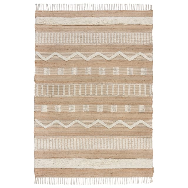 Handgewebter Naturteppich in Skandi-Tönen "Wharfe". Farbe: Braun-Beige, 120x170 cm Kadima Design
