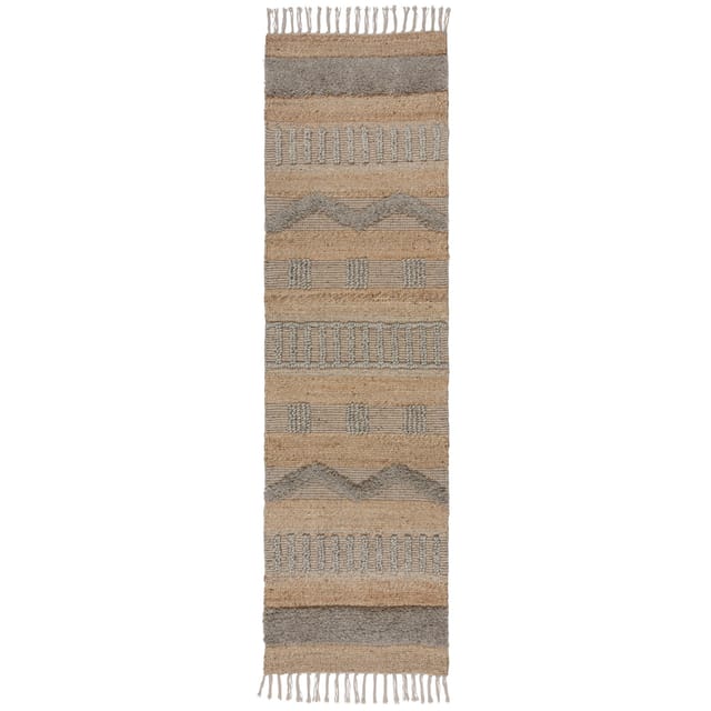 Handgewebter Naturteppich in Skandi-Tönen "Wharfe". Farbe: Braun-Grau, 60x230 cm Kadima Design