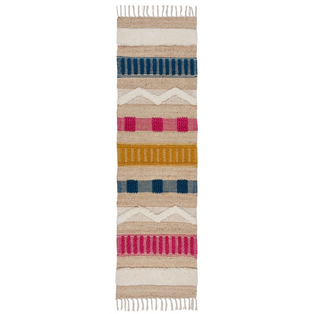 Handgewebter Naturteppich in Skandi-Tönen "Wharfe". Farbe: Multi, 60x230 cm Kadima Design