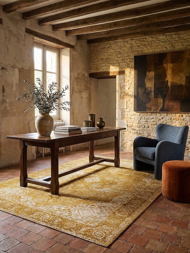 Vielseitiger Vintage Teppich "Coquet Tara". Farbe: Senfgelb, 120x170 cm Kadima Design