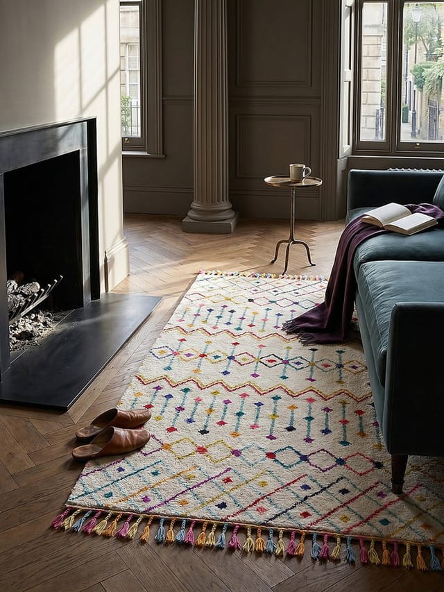 Moderner Berber-Teppich mit Fransen "Arun Gina" . 80x150 cm Kadima Design