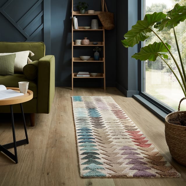 Wolle-Teppich mit Hoch-Tief-Effekt für Tiefe im Design, "Esk Jack". 60x230 cm Kadima Design