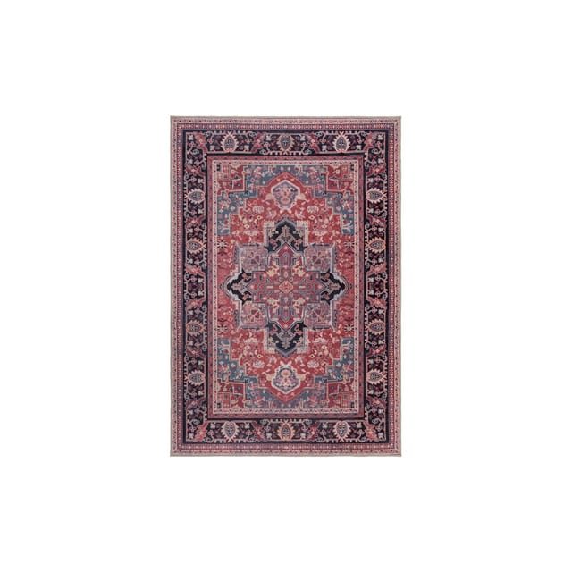 Maschinenwaschbarer Traditioneller Vintage-Teppich aus recycelten Fasern, rutschfest - "Hald". Farbe: Rot, 120x170 cm Kadima Design