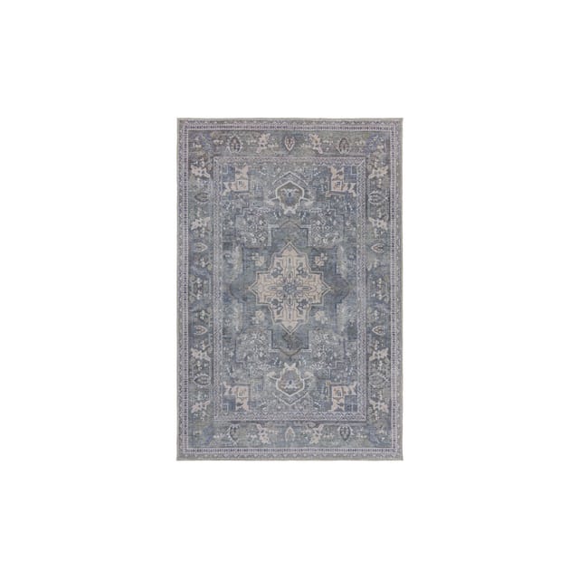 Maschinenwaschbarer Traditioneller Vintage-Teppich aus recycelten Fasern, rutschfest - "Hald". Farbe: Türkis, 80x150 cm Kadima Design