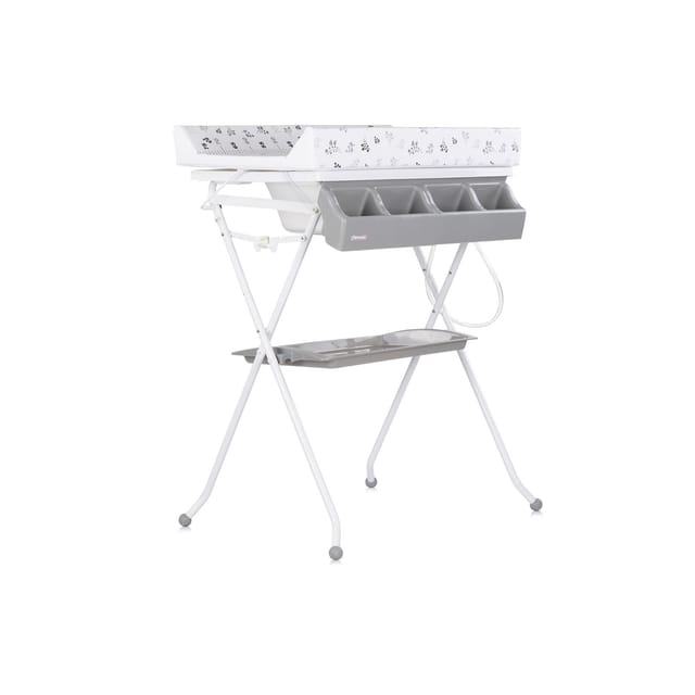 Chipolino Babywanne Wickeltisch 2 in 1 Aqua Zubehörfach klappbar Ständer Stopfen grau