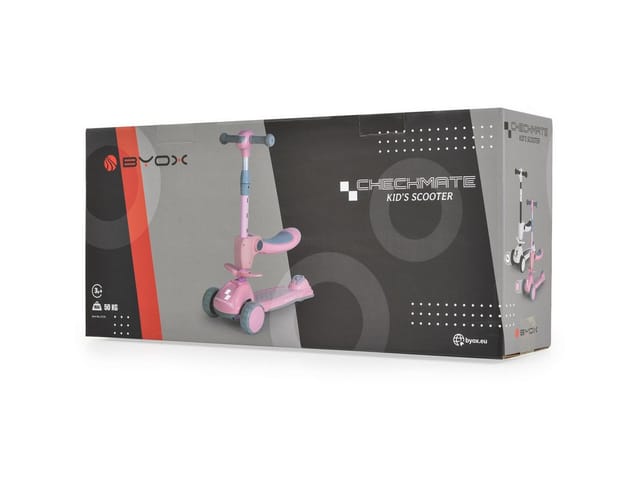Byox Kinderroller Checkmate 2 in 1 Laufrad, Sound, Licht, Lenkerhöhe verstellbar weiß