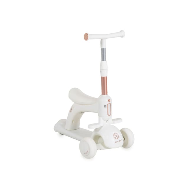 Byox Kinderroller Velvet Royal 2 in 1 Laufrad Musik- und Lichteffekte Fußstütze weiß