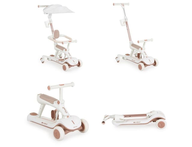 Byox Kinderroller Cornet 6 in 1 Multifunktionsroller Rutscher Musik Becherhalter weiß