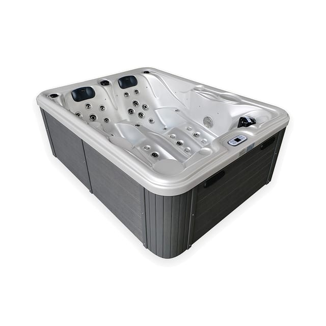 Tronitechnik® Outdoor Whirlpool, 2 Personen, aus Sanitäracryl, winterfest isoliert, Joyonway Spa, Massagedüsen, Liegeplätze, LED, 620 Liter