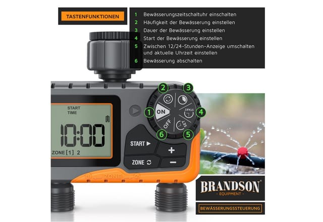 Brandson Bewässerungssteuerung, automatische Gartenbewässerung, Wasserzeitschaltuhr, Systemanschluss