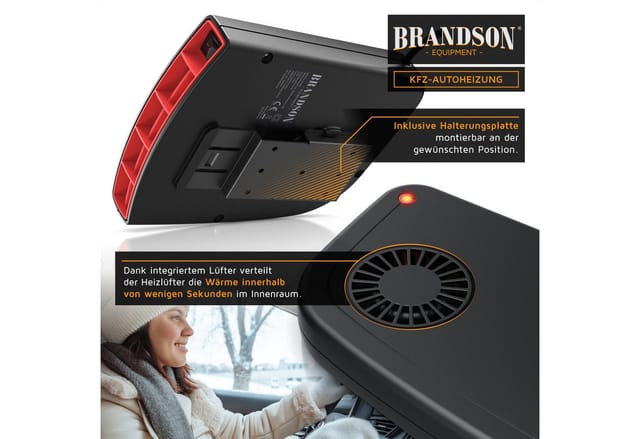 Brandson Heizliifter Innenraumheizung, mobile Auto Heizung, Standheizung fir PKW und LKW, 1200 W, Autoheizung, Keramik Heizliifter, Uberhitzungsschutz, Entfroster