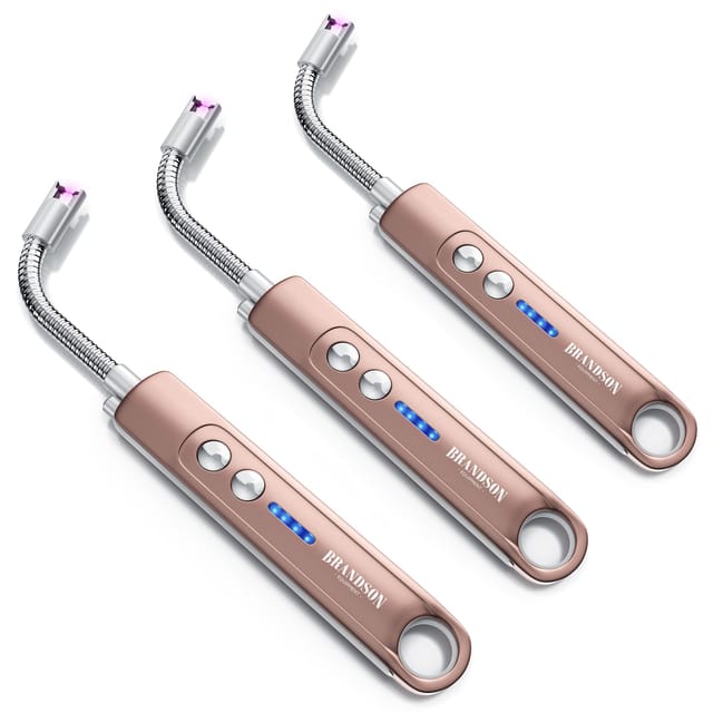 Brandson 3x Feuerzeug elektrisch, Lichtbogen Stabfeuerzeug USB aufladbar, Kerzenanzünder für Küche, Kerzen, Gasherde, Grill, Kamin