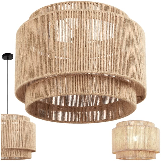 tectake® Pendelleuchte, Boho-Stil, Wickeltechnik, 40 W, Stahlgestell, 46 x 32 cm