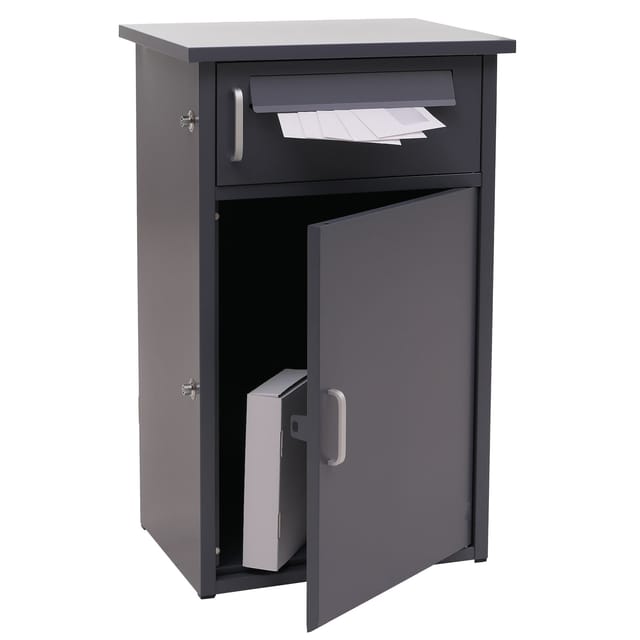 Paketkasten MCW-O51, Paketbox Paketfach Paketstation Briefkasten 2 Fächer, Stahl 78x49x38cm ~ dunkelgrau