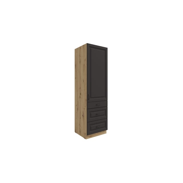Küchen Hochschrank 60 cm Stilo Grau Küchenzeile Küchenblock mit Schubladen