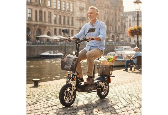 E-Scooter - VR-1500-EEC - mit Straßenzulassung - schwarz mit Korbset