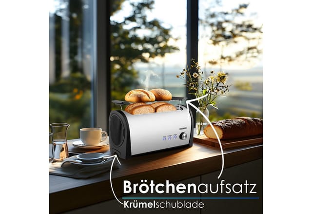 Steinborg 4 Scheiben Toaster mit Brötchenaufsatz 1400 Watt