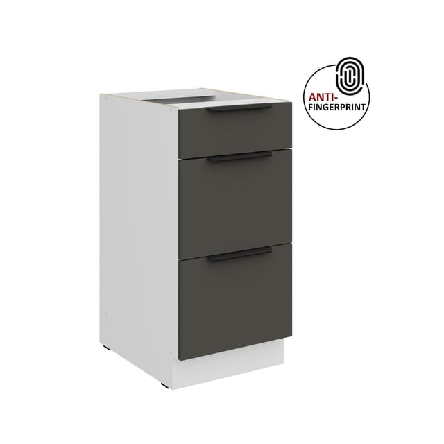 Küchen Unterschrank 40 Küche ARIA Graphite matt Anti Fingerprint Küchenzeile